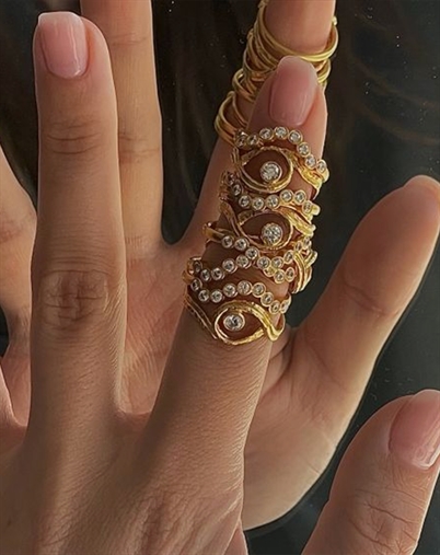 Stine A - Midnight Sparkle Ring - Guldfarvet